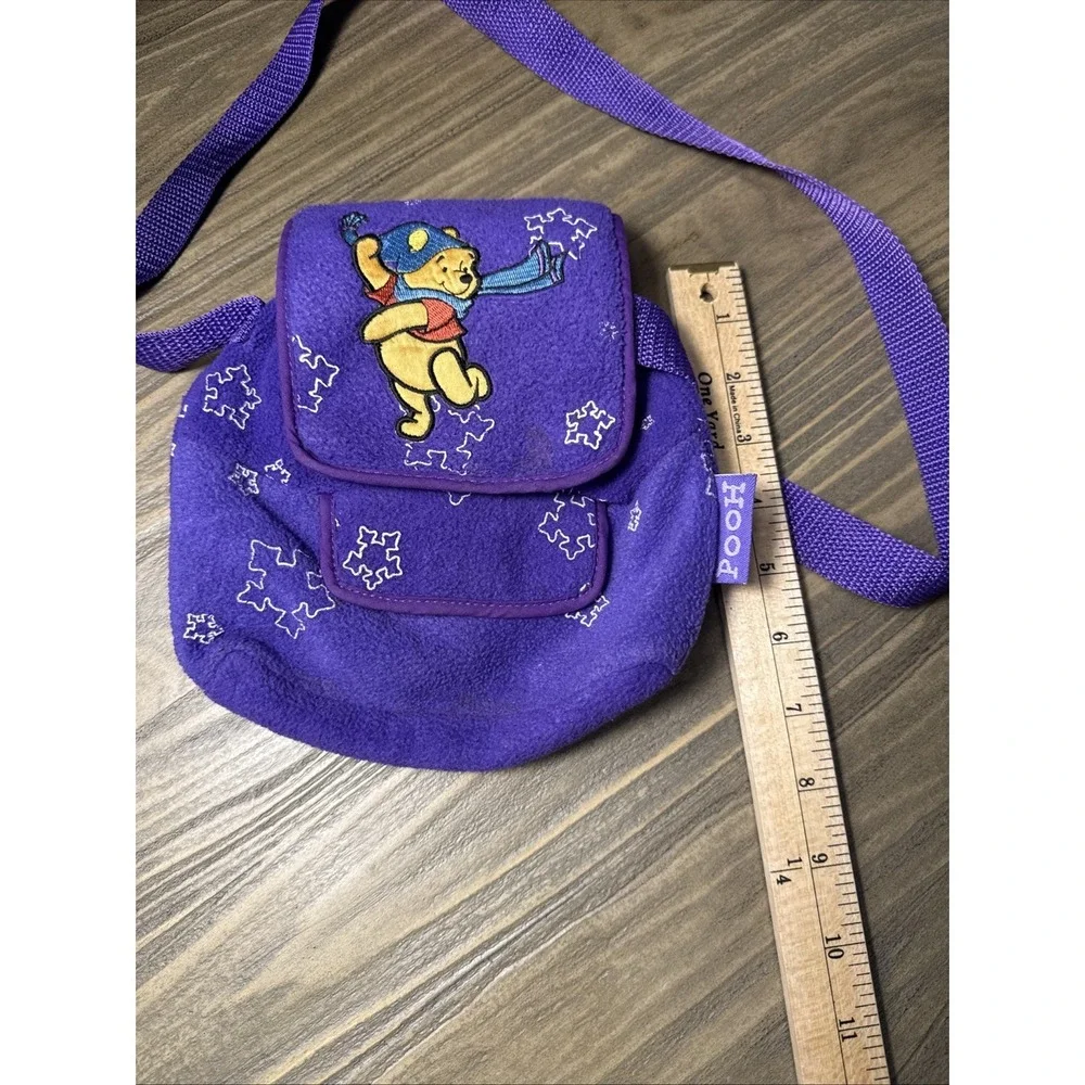 Vintage Disney‎ Winnie the Pooh Bag Kids Purple Fleece Snowflake Crossbody